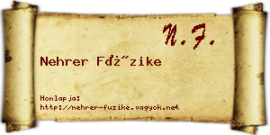 Nehrer Füzike névjegykártya